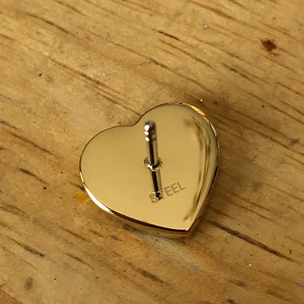 Michael Kors Gold Plated Stainless Steel Crystal Heart Stud Earrings NWT